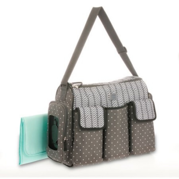 Carter's Handbags - Child of Mine gray and white polka dot diaper bag